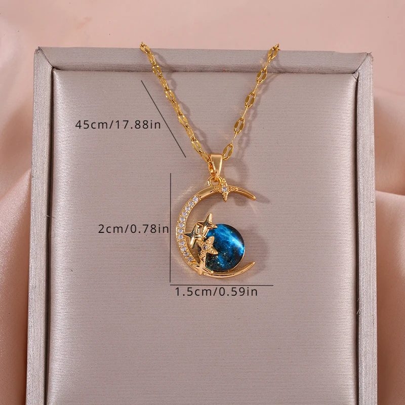 Ожерелье с подвеской в виде синей планеты Y2K