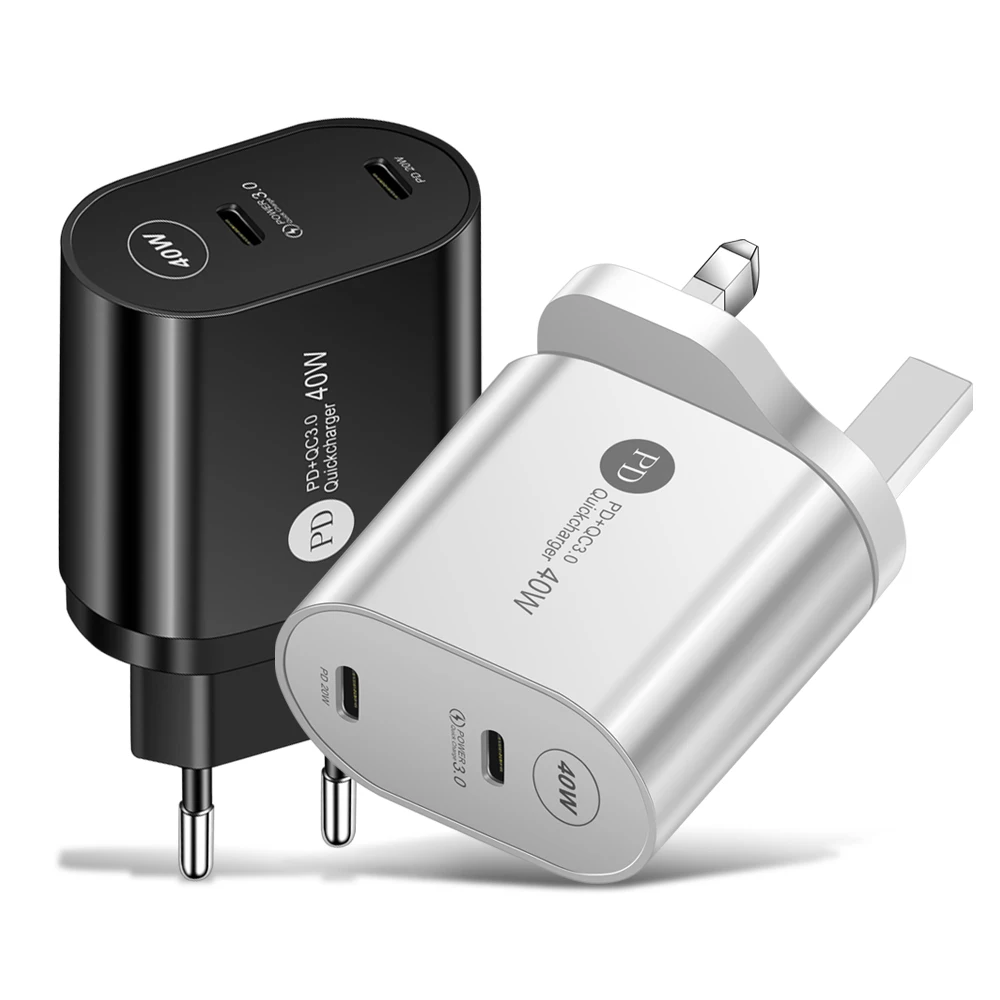 

PD 40W USB Type C Fast Charger QC3.0 Quick Charge EU US UK Plug For iPhone 12 Pro Max Xiaomi Samsung Wall Charger Power Adapter