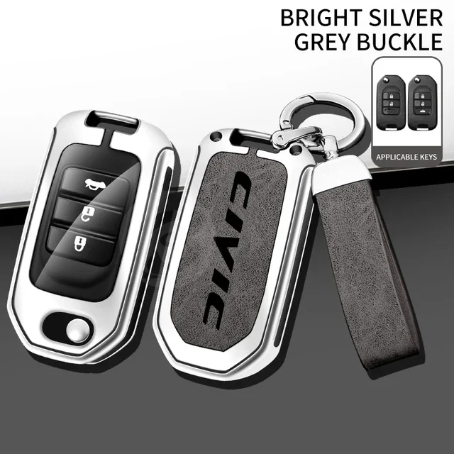 Кожаный чехол для автомобильного ключа из цинкового сплава для Honda Civic 8-го поколения, складной защищенный ключ, сменный брелок в виде ракушки, автоаксессуары