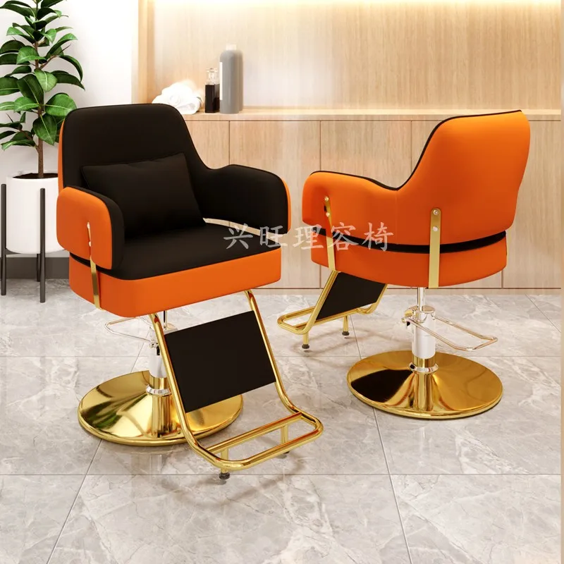 

Hair Salon Dedicated Barbershop Beauty High-Grade Clipping Stool Lifting Rotation Thickening Leather Black Hairbarber Chair 2023