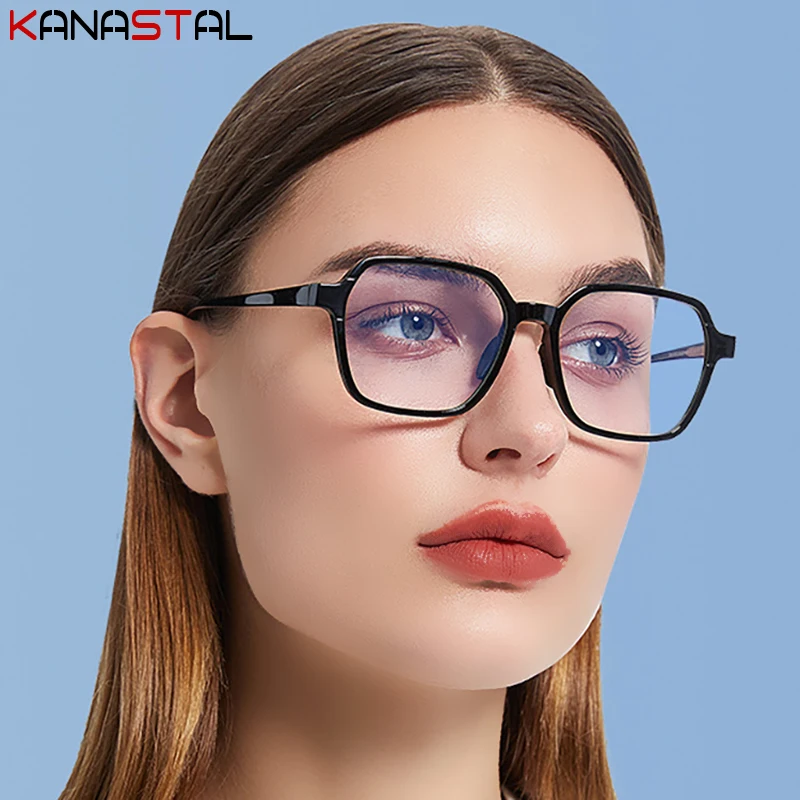 

Женские очки для чтения с блокировкой сисветильник, модные квадратные мужские очки для близорукости, оправа для очков с пластинами TR90, опти...