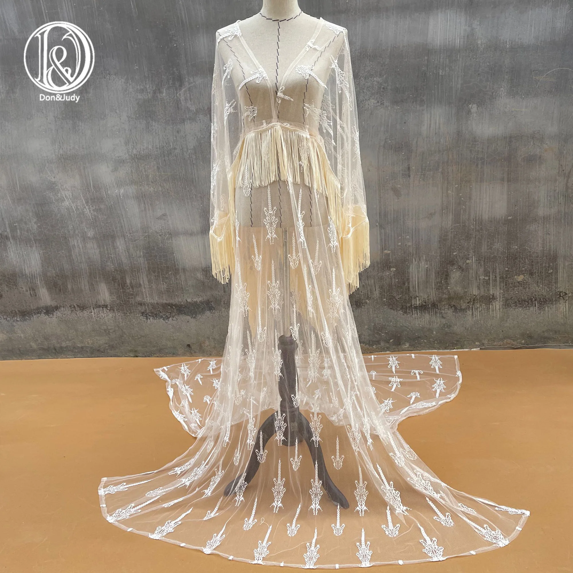 Don&Judy Maxi Beige Maternity Photography Dress Tulle Clothes for Pregnant Women Wedding Gown Photo Shoot Boho Style Accessories