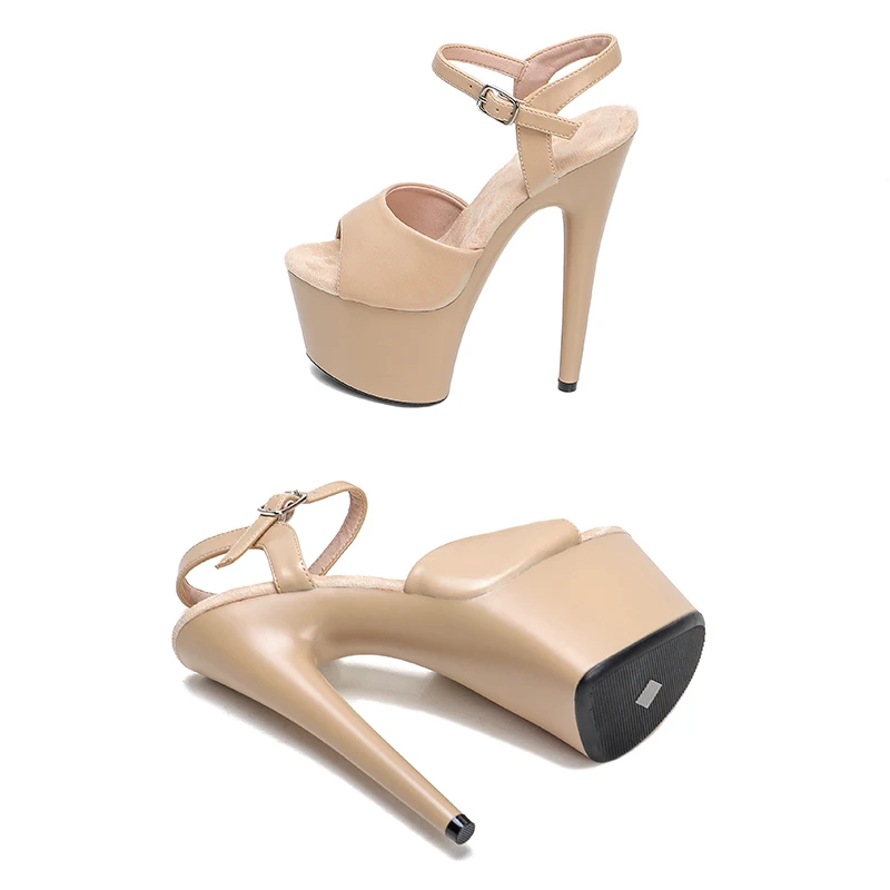 Leecabe 17CM/7Inch matte PU upper  sexy exotic  platform High Heels  Pole Dancing sandals Shoes
