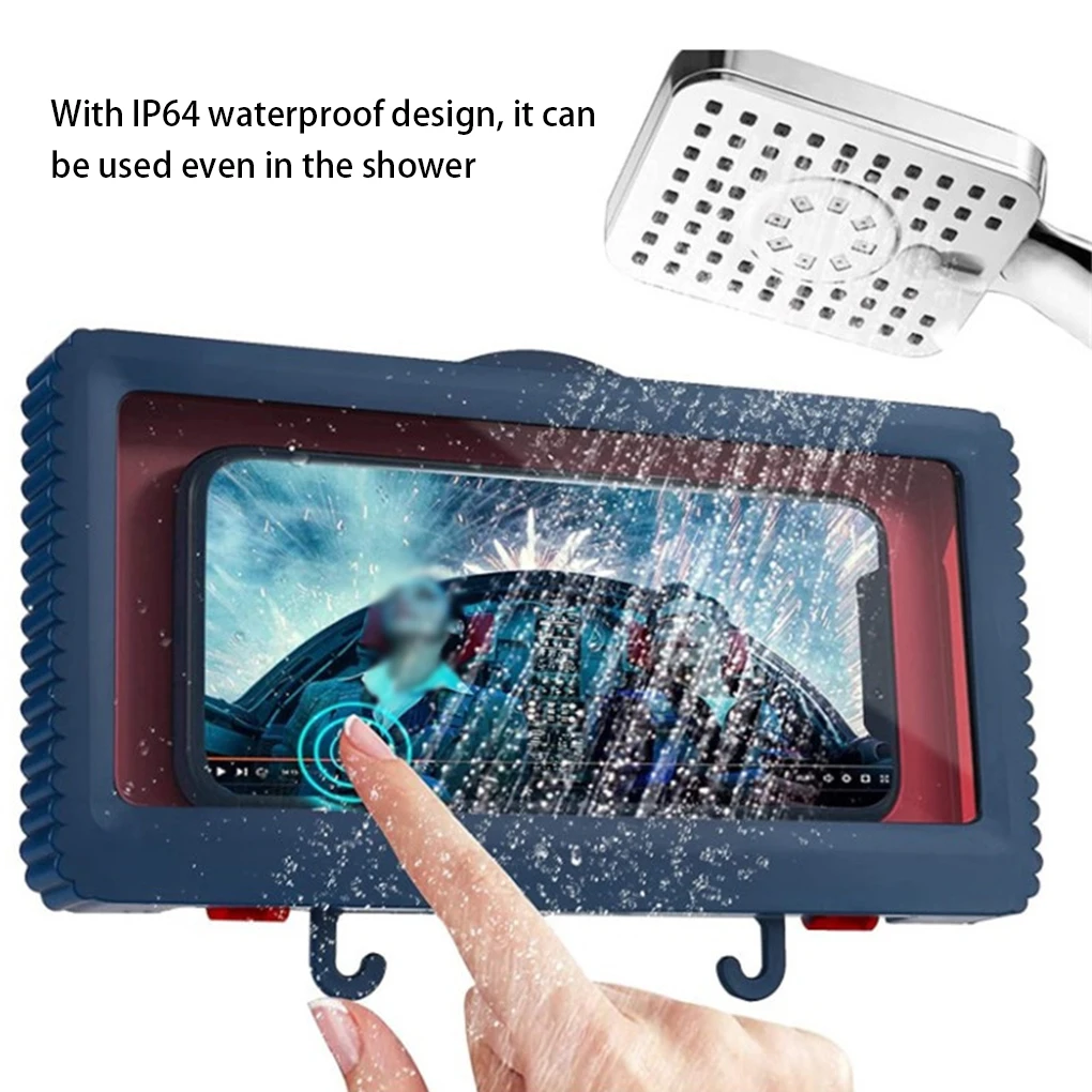 

Liner Tablet Or Phone Holder Waterproof Case Box Wall Mounted All Covered Mobile Phone Shelves Self-Adhesive Shower Accessories