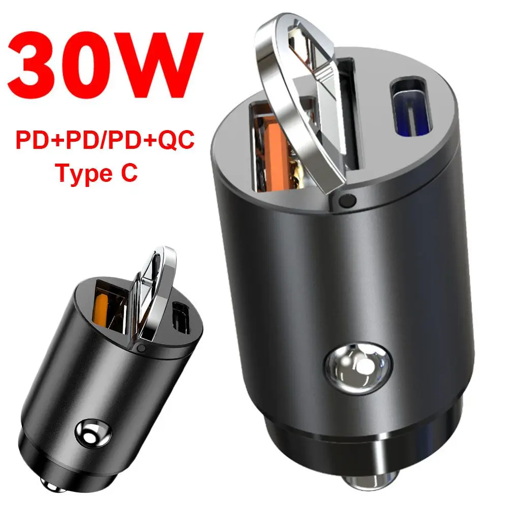 

Xiaomi Quick Charge PD+QC USB Car Charger Fast Car USB Charger Mini Stealth Car Adapter Phone PD Charger 30W Type C