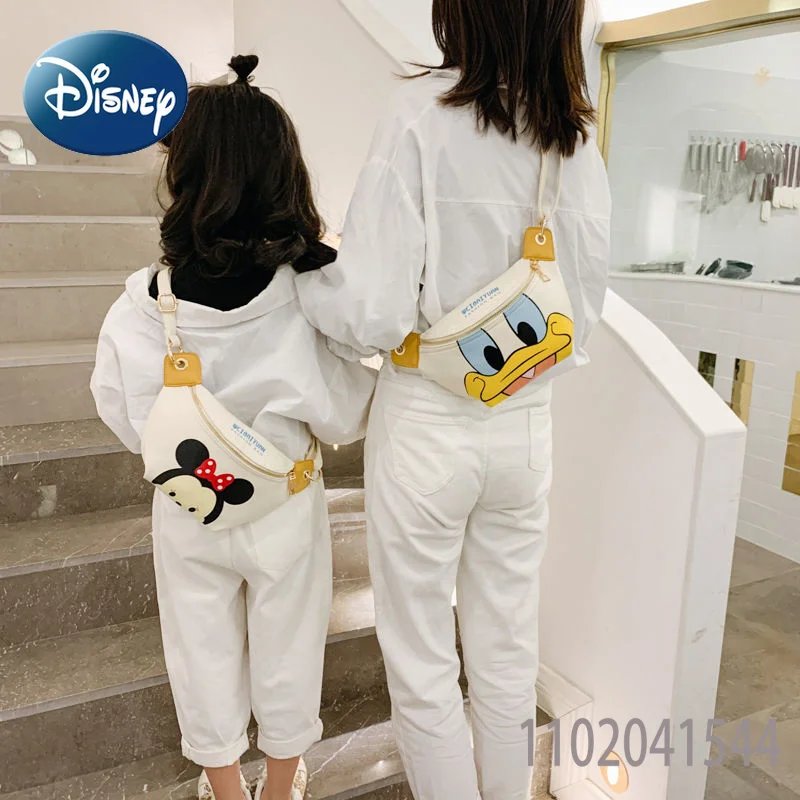 Isney Girl's Donald Duck Chest Bag Minnie Waist Bag Crossbody High Quality PU Leatherfor Students Women Children