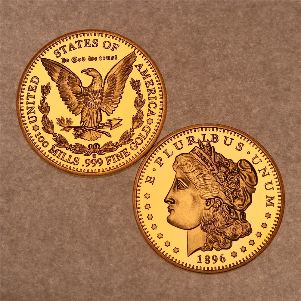 

Позолоченная Статуя Свободы 1896 1 унция, 24 К, золотая монета, Памятная коллекция монет-мы верим в Бога