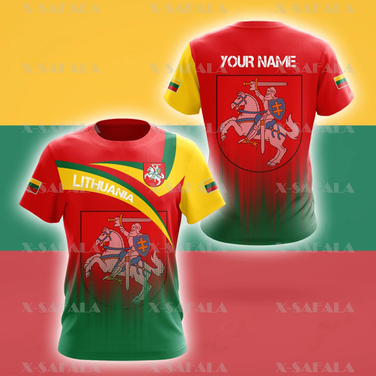 

LITHUANIA PROUD Lithuanian Love Country Flag 3D Printed High Quality T-shirt Summer Round Neck Men Female Casual Top-2