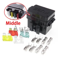 1 set 4ways standard automotive blade type circuit controller box middle black car plastic housing fuse holder with terminal