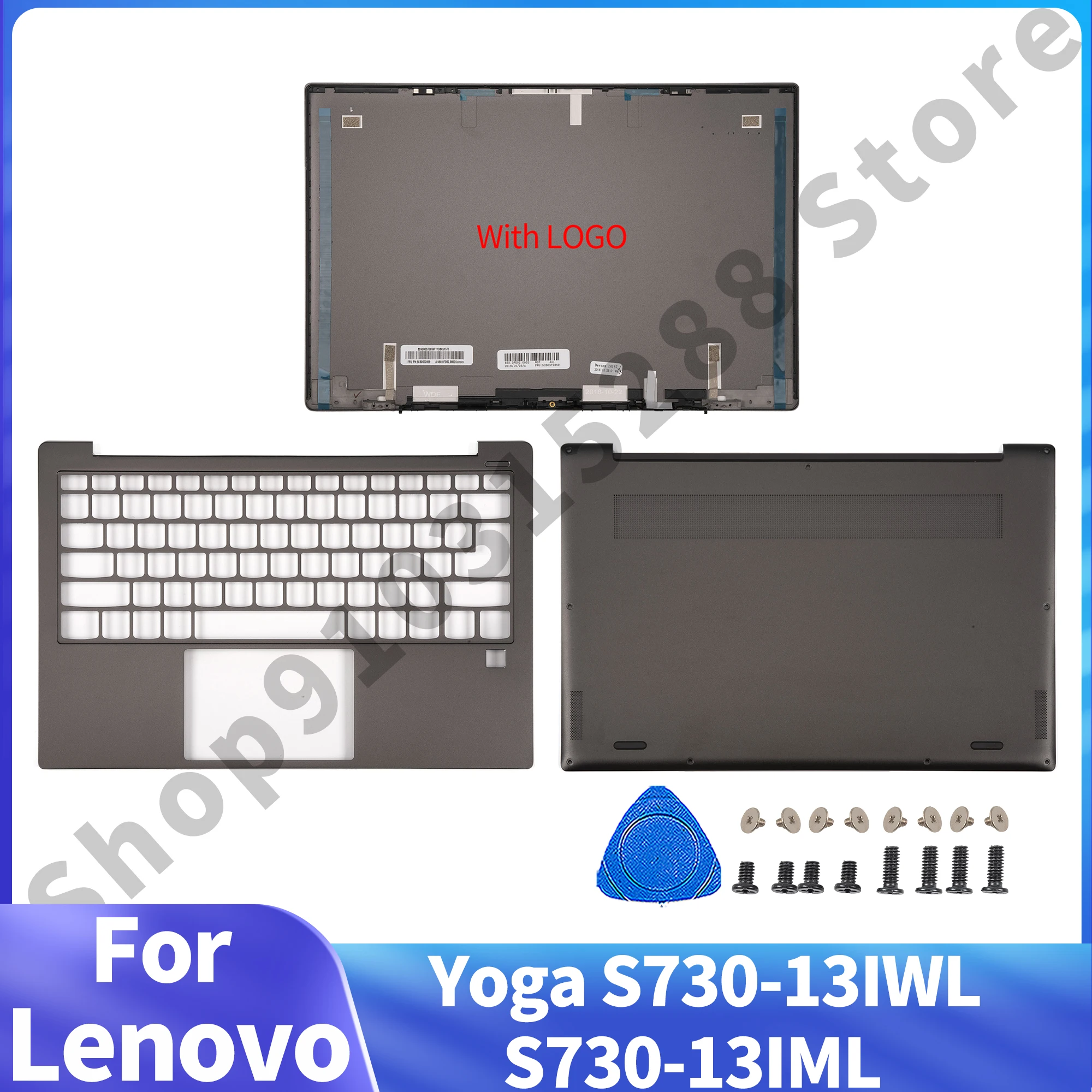 

New LCD Back Cover For Lenovo Yoga S730-13 S730-13IWL S730-13IML Laptop Cases Palmrest Bottom Case Replacement Gray