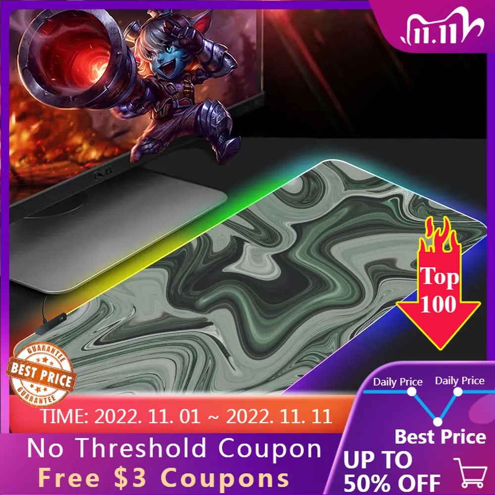 

RGB Artistic Water Ripple Gaming Mouse Pad, Suitable for /CS GO/League of Legends/Valentine Impact/World of Warcraft PC Desk Mat