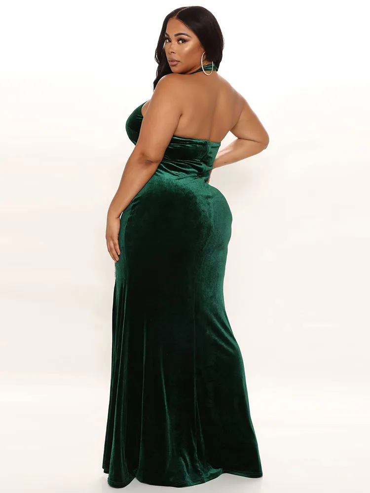 HAOOHU Женская одежда свадебное платье с разрезом лямкой на шее и открытой спиной