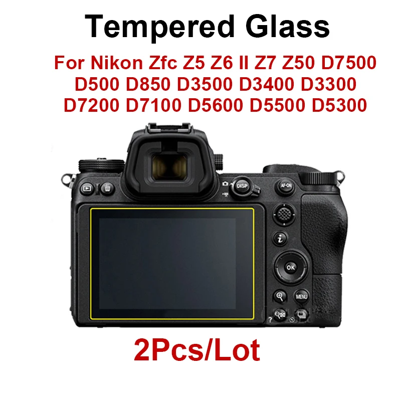 2PCS Tempered Glass Screen Protector For Nikon ZFC Z5 Z6 Z7 Z50 D7500 D500 D850 D3500 D3400 D3300 D7200 D7100 D5600 D5500 D5300