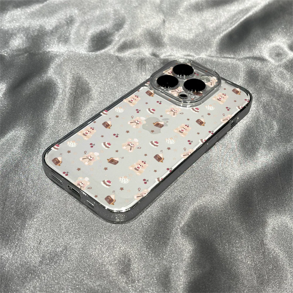 Фото Прозрачный мягкий чехол с теплым медведем для iPhone 17 16 15 14 13 12 11 Pro Xs Max Air Mini 7 8 6 6s Plus SE 2020 2022 Задняя крышка №1