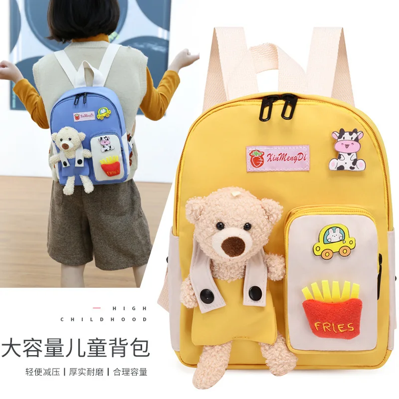 Fashion Children School Bags 3D Cartoon Print Plush Kids Backpack Kindergarten Boys and Girls School Bags Mini Backpack Book Bag
