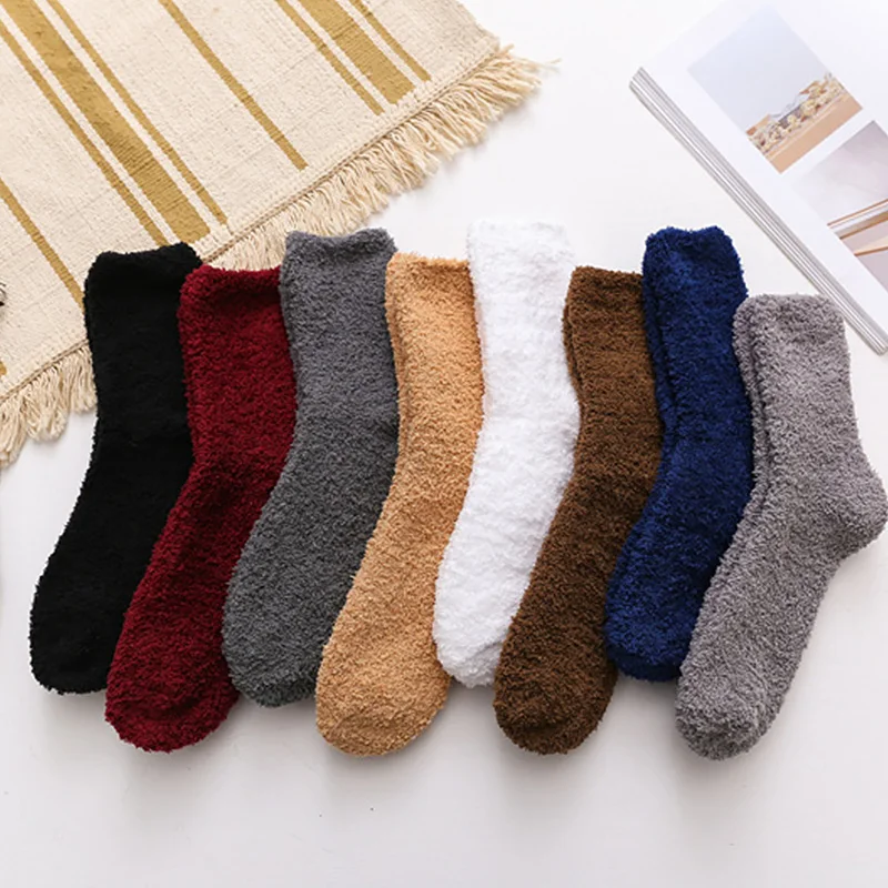 

Winter Warm Fuzzy Fluffy Terry Socks Women Men Soft Elastic Coral Velvet Socks Indoor Floor Towel Socks Breathable Fleece Sock