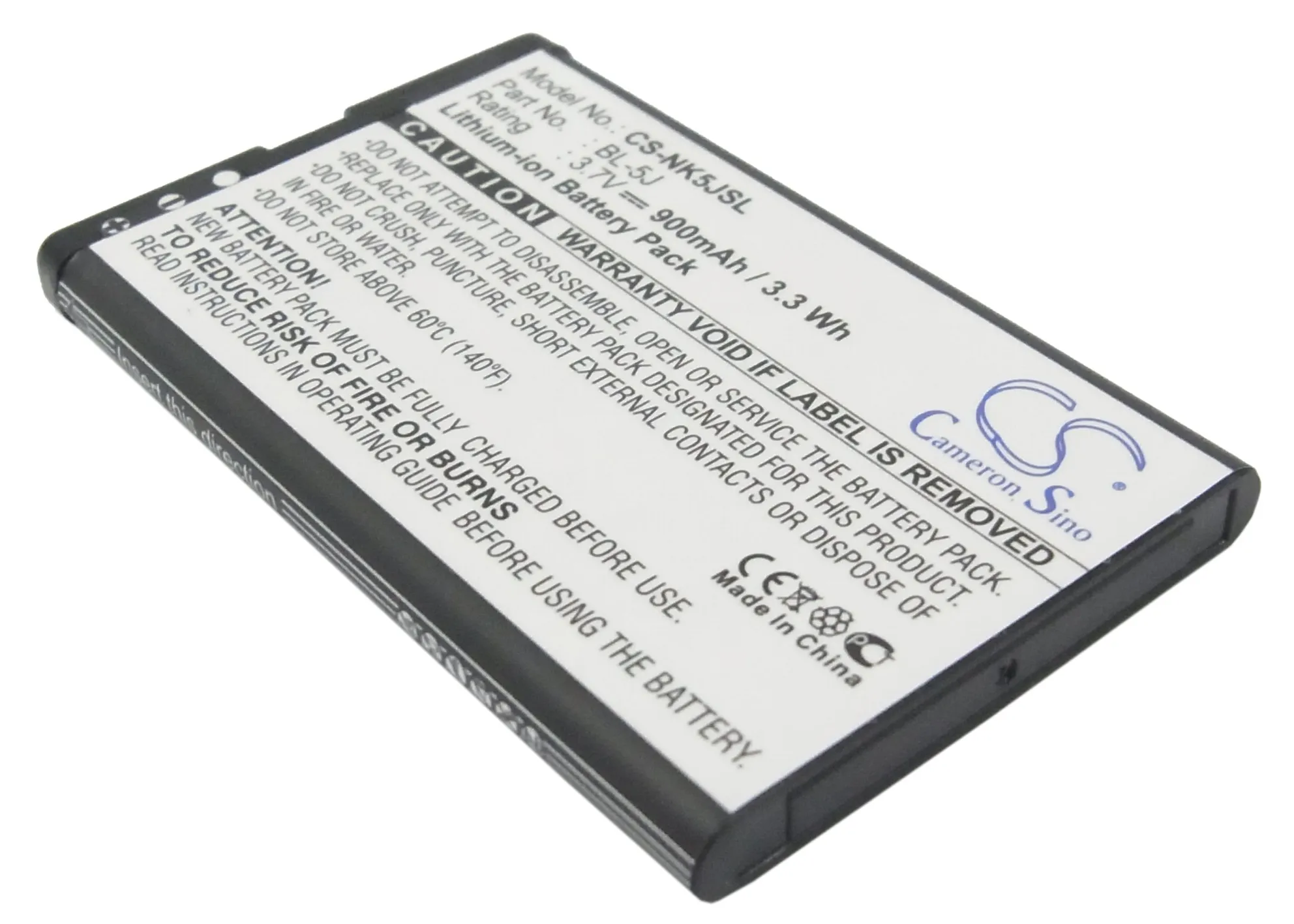 

Cameron Sino Mobile SmartPhone Replacement Li-ion Battery 900mAh For BL-5J Fly 5230, 5800, 5800 Nav Free Tools