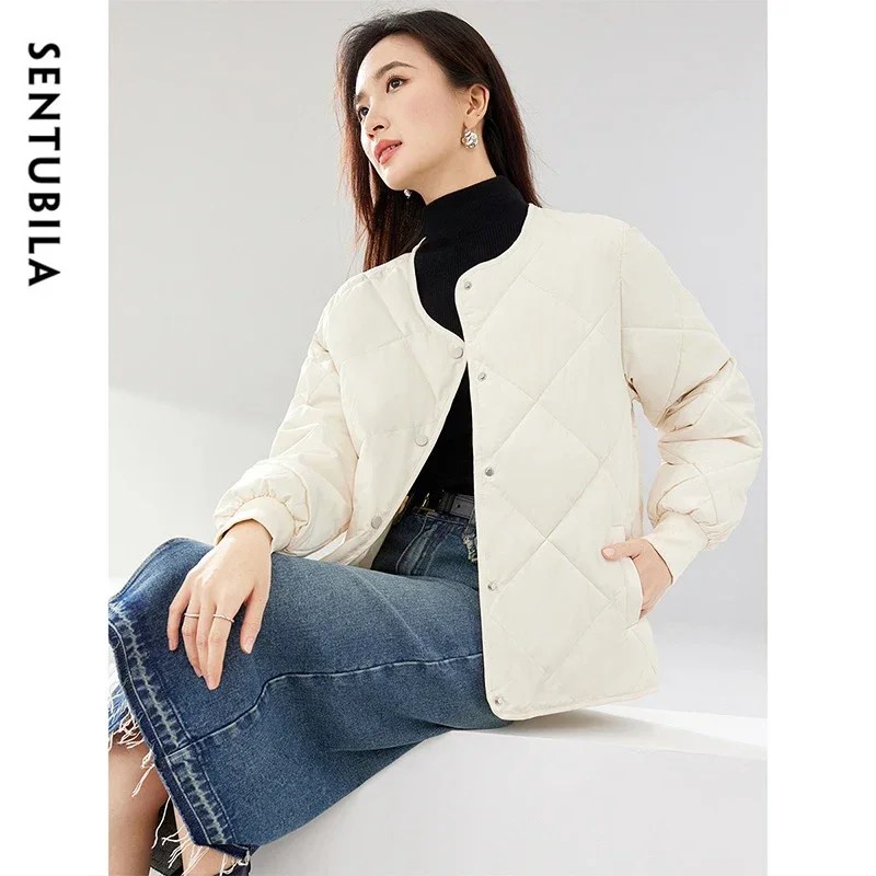 SENTUBILA простая свободная куртка-парка женская зимняя теплая куртка 2024 однотонное