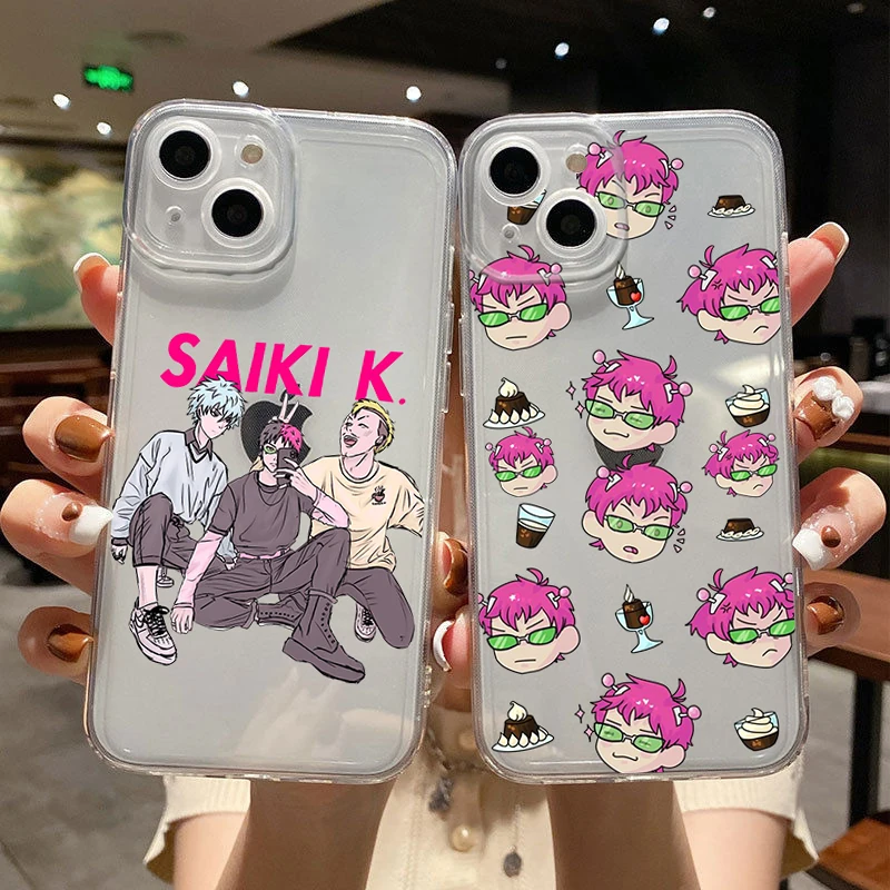 

Anime The Disastrous Life of Saiki K Phone Cover For iPhone 11 12 13 14 Pro Max X XR XSMax 7 14Plus Clear Soft Silicone TPU Case