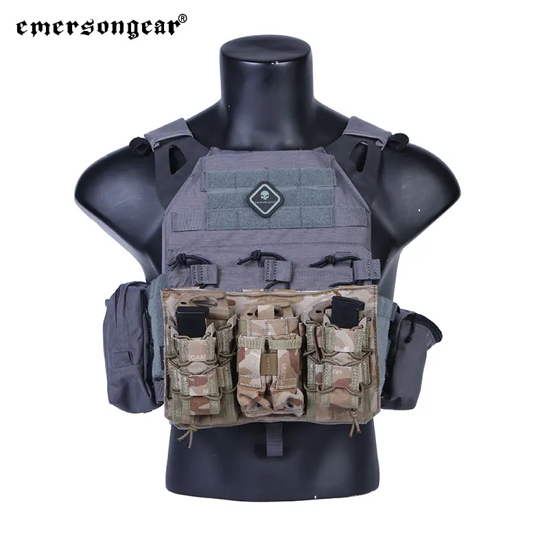 Emersongear 556 9mm Magazine Pouch MOLLE Plate Carrier Modular Assaulter Front Panel Pistol Triple Bag For LAVC JPC Vest Nylon