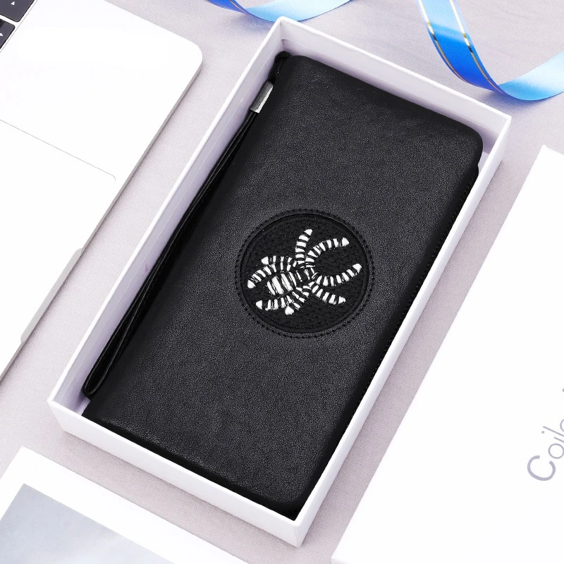 Мужской кошелек деловой брендовый черный модный длинный на молнии держатели для