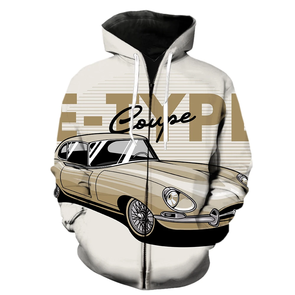 

Cartoon Vintage Car Men's Zipper Hoodie 2022 Hot Sale Spring 3D Print Sweatshirts Cool Harajuku Hip Hop With Hood Jackets Unisex