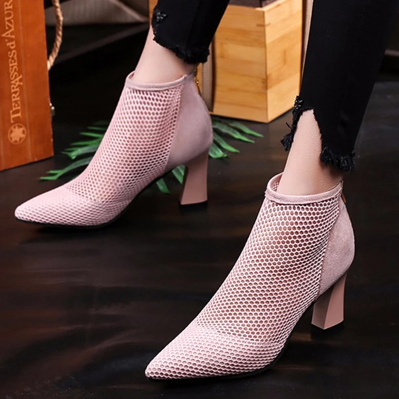 

Summer Women Pointed Toe Sandals Sexy Fashion New Brand Chunky Pumps 2022 Designer Hollow Women Shoes Luxury Ladies Party Dress