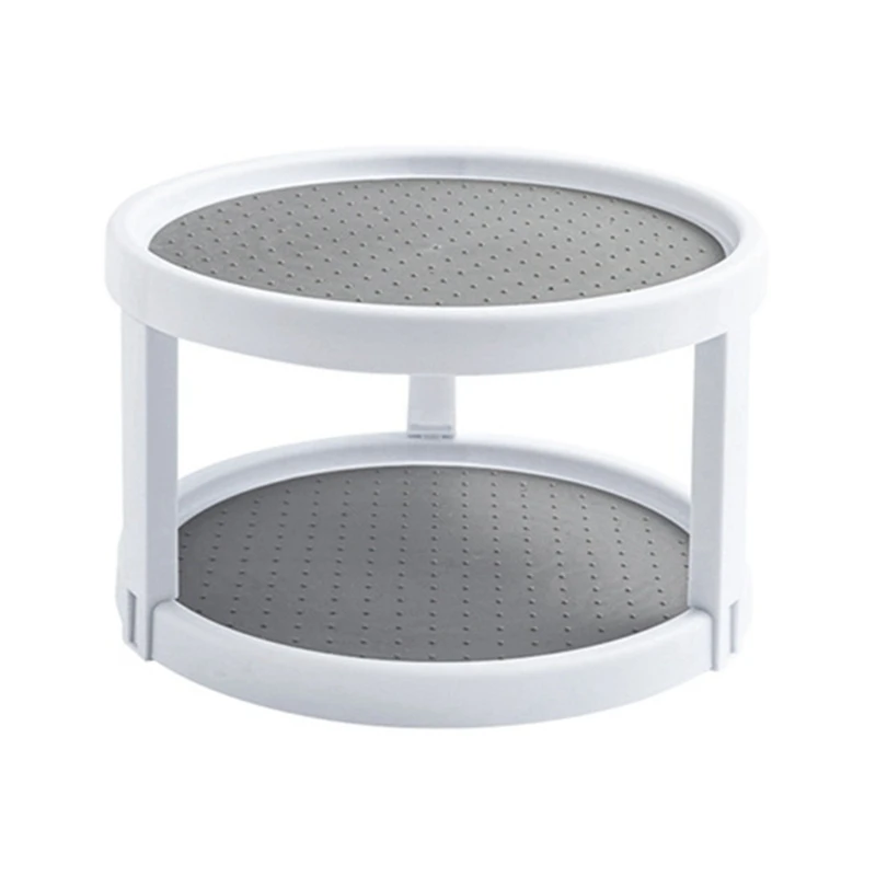 Поворотный стол Lazy-Susan серо-белый вращающийся стеллаж для специй шкафа кладовой