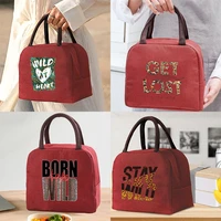 cute wild print pattern cooler lunch bag portable insulated bento tote thermal school picnic food storage pouch teacher gift