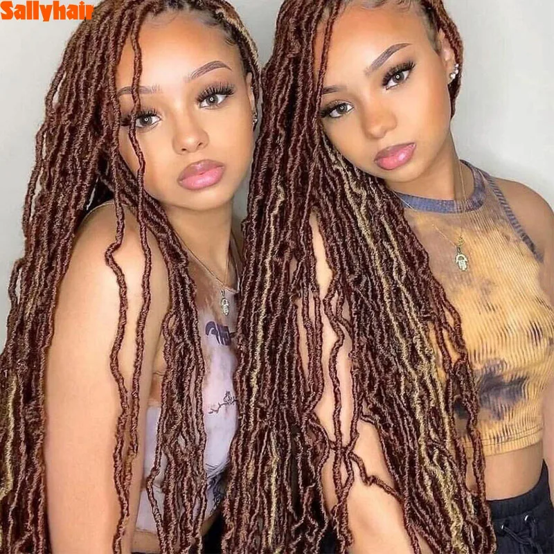 

Sallyhair 18 "24" 36 ", искусственные вьющиеся волосы для богини, синтетические удлиненные волосы Nu Locs, вязаные крючком волосы, африканские косы