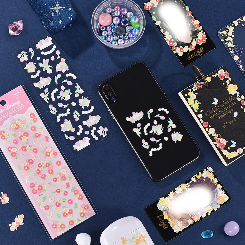 

Sticker ins goo card rose retro sticker laser ribbon ribbon label hand account material 2pcs