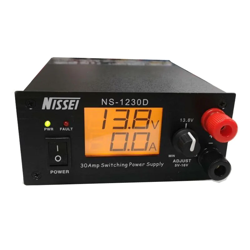 Original Nissei NS-1230D Radio Communication Switching Power Supply 13.8V 25A 5-16V Adjustable AC 110V/230V Power Meter NS1230D