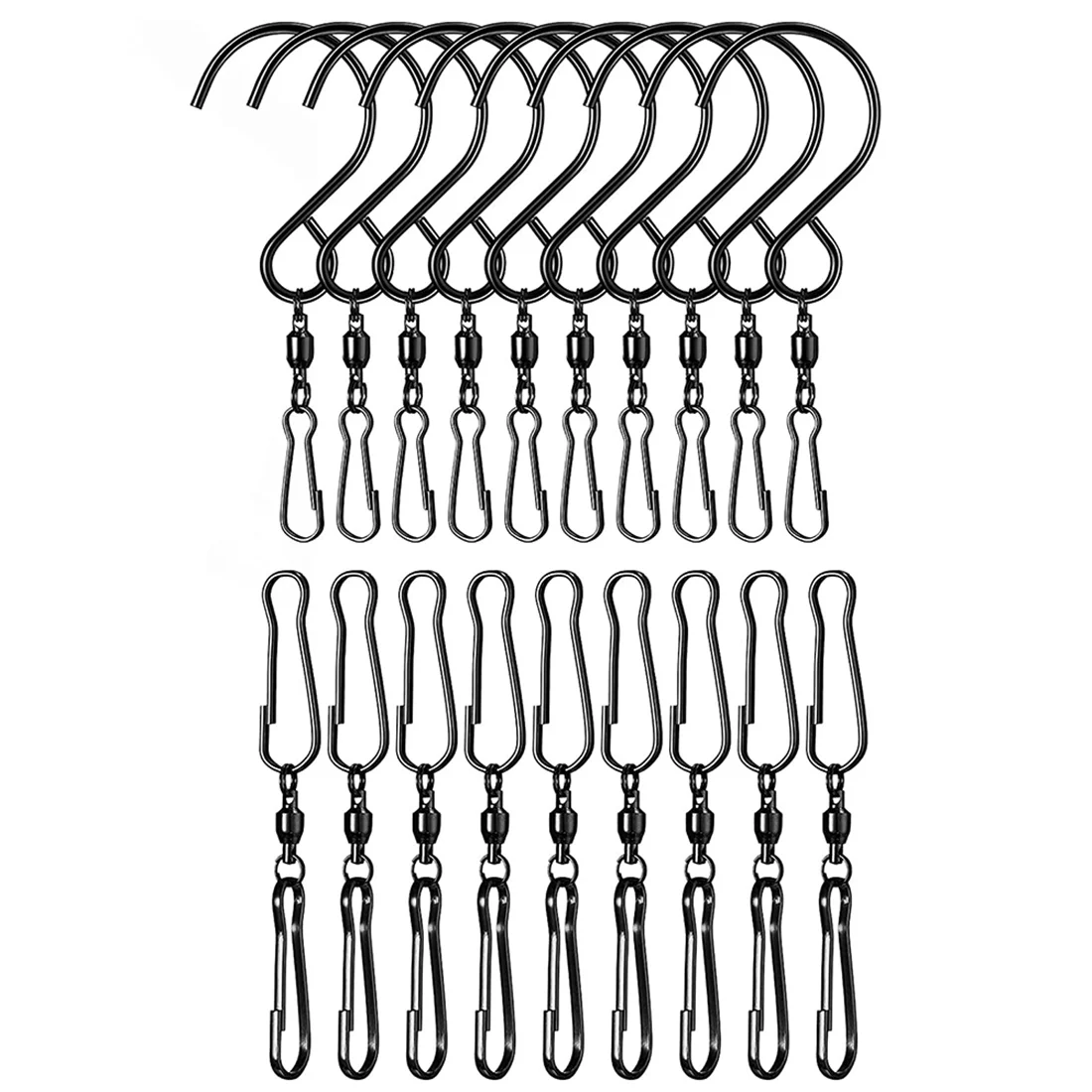 

40 Pack Dual Wind Spinner Swivel Hook 360 Degree Rotating Windsock Chime Supplies Hanger Swivels Clip Hanging Hooks