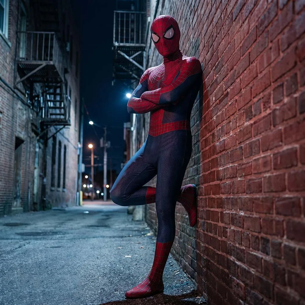 Фото Костюм для косплея Человека-паука TASM 2 для взрослых мужчин, супергеройский комбинезон с 3D-принтом, эластичный зентай, цельный боди для Хэллоуина, комик-конов и вечеринок №1