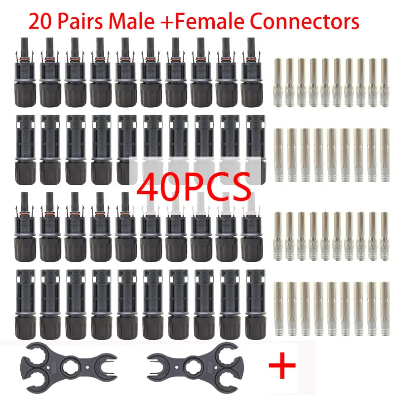 

20/40/100 Pcs/Lot Male and Female PV Connectors Solar Connector TUV 30A 1500V dc IP68 for Solar Cable 2.5mm2 4mm2 6mm2 Connect
