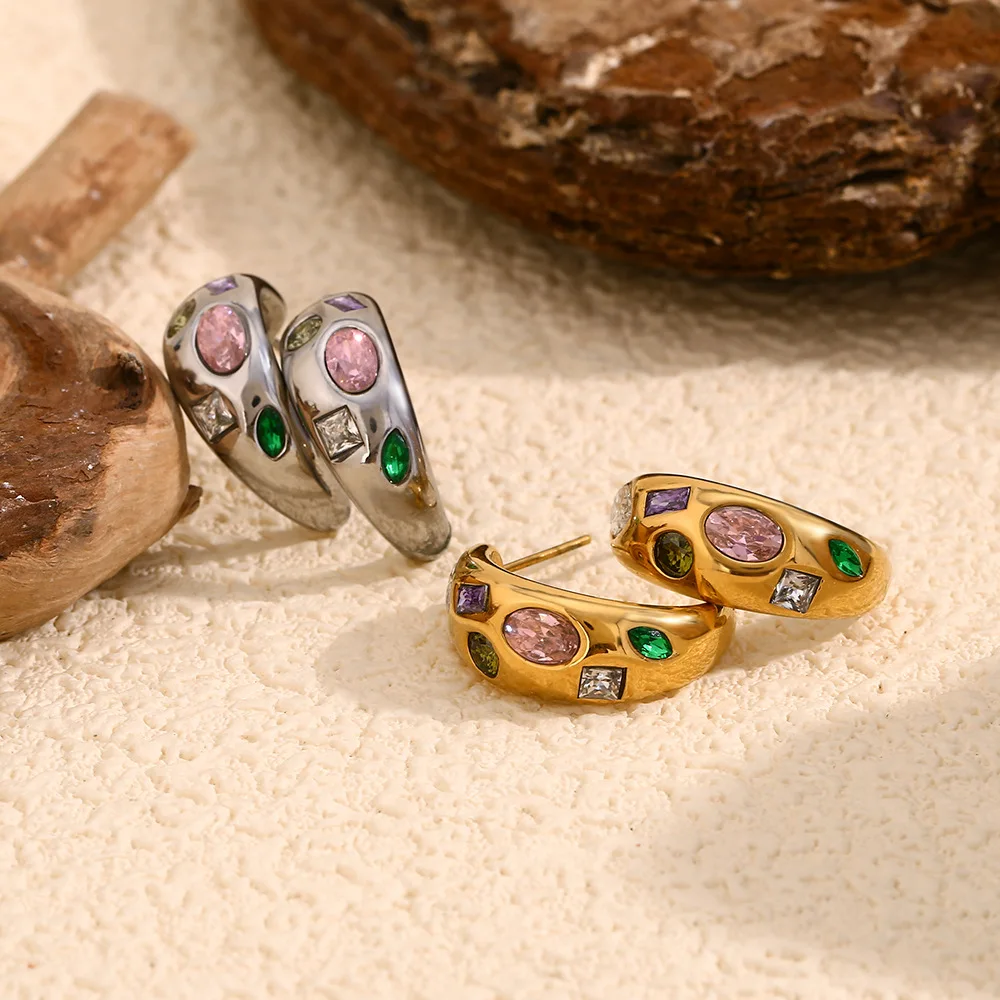 Ailodo 18-каратные позолоченные серьги с луной из нержавеющей стали для женщин