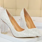 Женские туфли на высоком каблуке 2022 см, золотистые туфли-лодочки с блестками, туфли невесты больших размеров 43, 9,5