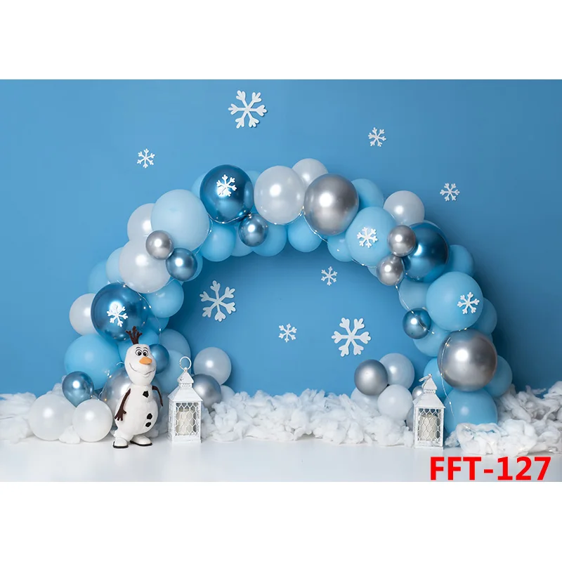Фото Personalized Decoration With Colorful Balloon Arch Snowman Background Newborn Baby Birthday Photography Backdrops FSS-101 №3