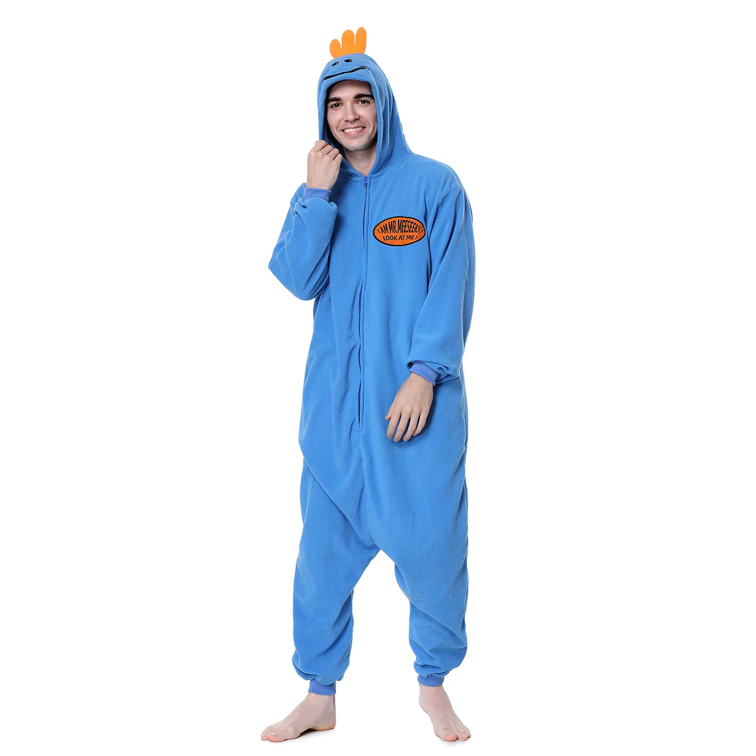 Men's Pajama  Mr Meeseeks Kigurumis Zipper Onesies Funny Outfit Winter Home Jumpsuit Festival Party Suit Adult Unisex