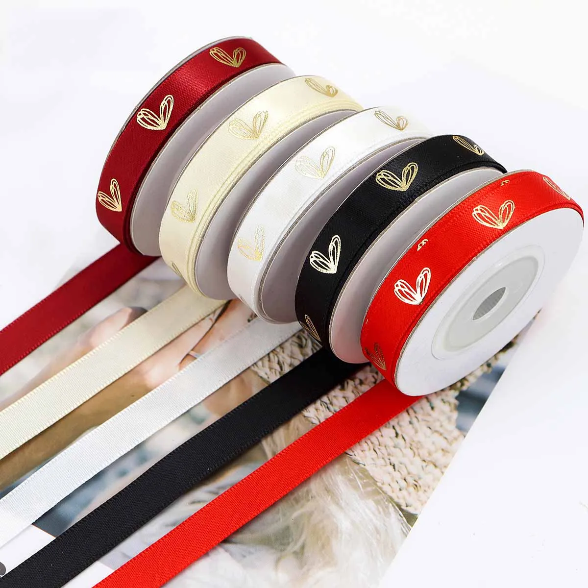 10mm 5Yards Love Red Ribbon Lover Gifts Box Packaging Wedding Event Party Christmas Handmade Bowknot Hair Accessory Cake Decor