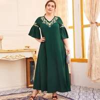 morrocan kaftan dress 2022 floral embroidery womens collar medium long sleeve fashion temperament commuter casual abaya