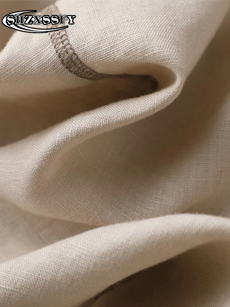 Футболка женская хлопково-льняная с круглым вырезом свободная повседневная