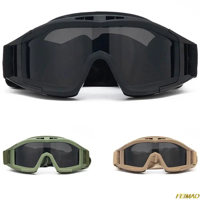 

Tactical Goggles Military Sunglasses Triple Lens Motorcycle Wind Goggles