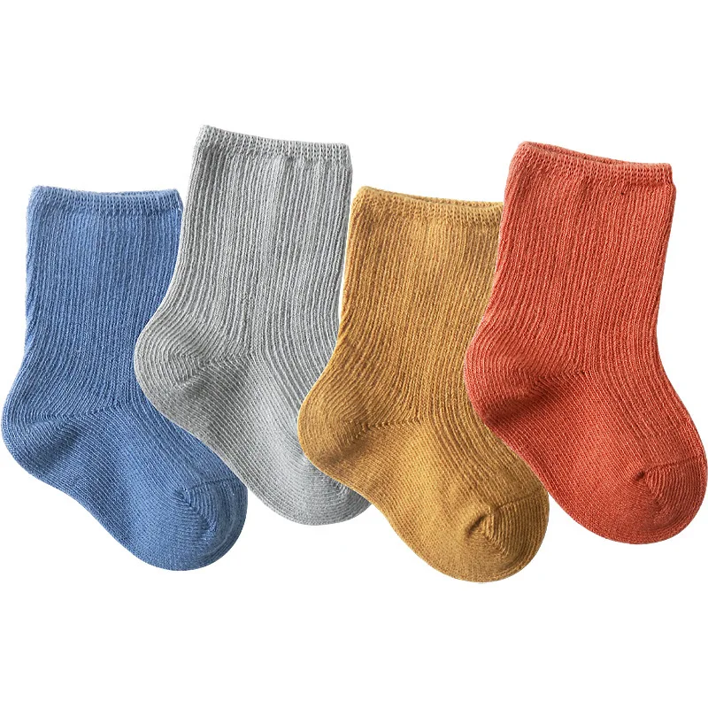 

3 Pairs Baby Girl Boy Socks Toddler Cotton Baby Winter Clothes Accessories Solid Color Combed Cotton Baby Socks for Autumn