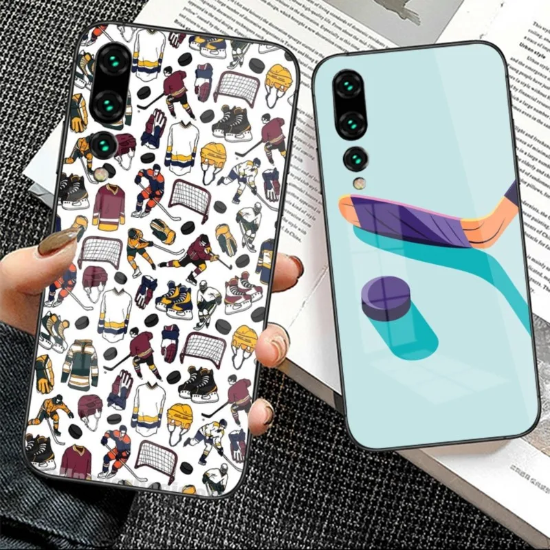 

Ice Hockey Gift Phone Case for Huawei P50 P40 P30 P20 Pro Mate 40 30 20 Pro Nova 9 8 7 PC Glass Cover Funda Shell