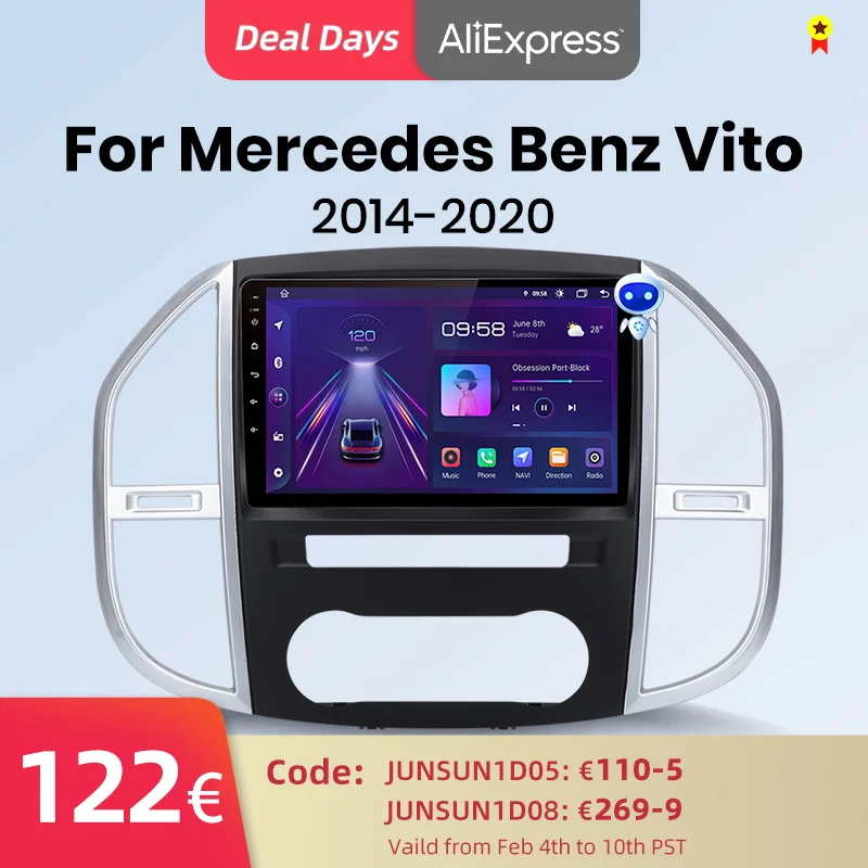 Автомагнитола Junsun V1pro с голосовым ии 2 din Android Радио для Mercedes Benz Vito W447 2014-2021 Carplay