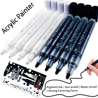 Black and White Highlight Pen Marker Set 3.0MM Ceramic Glass Metal Utensils Art Painting Graffiti Waterproof Acrylic Pen