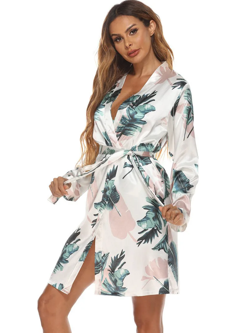 Women Silk Satin Robe Night Dress Vestidos Pijamas Mariage Sleepwear Bathrobes Kimono 2022 Light Covering Robes Bridesmaid Gift