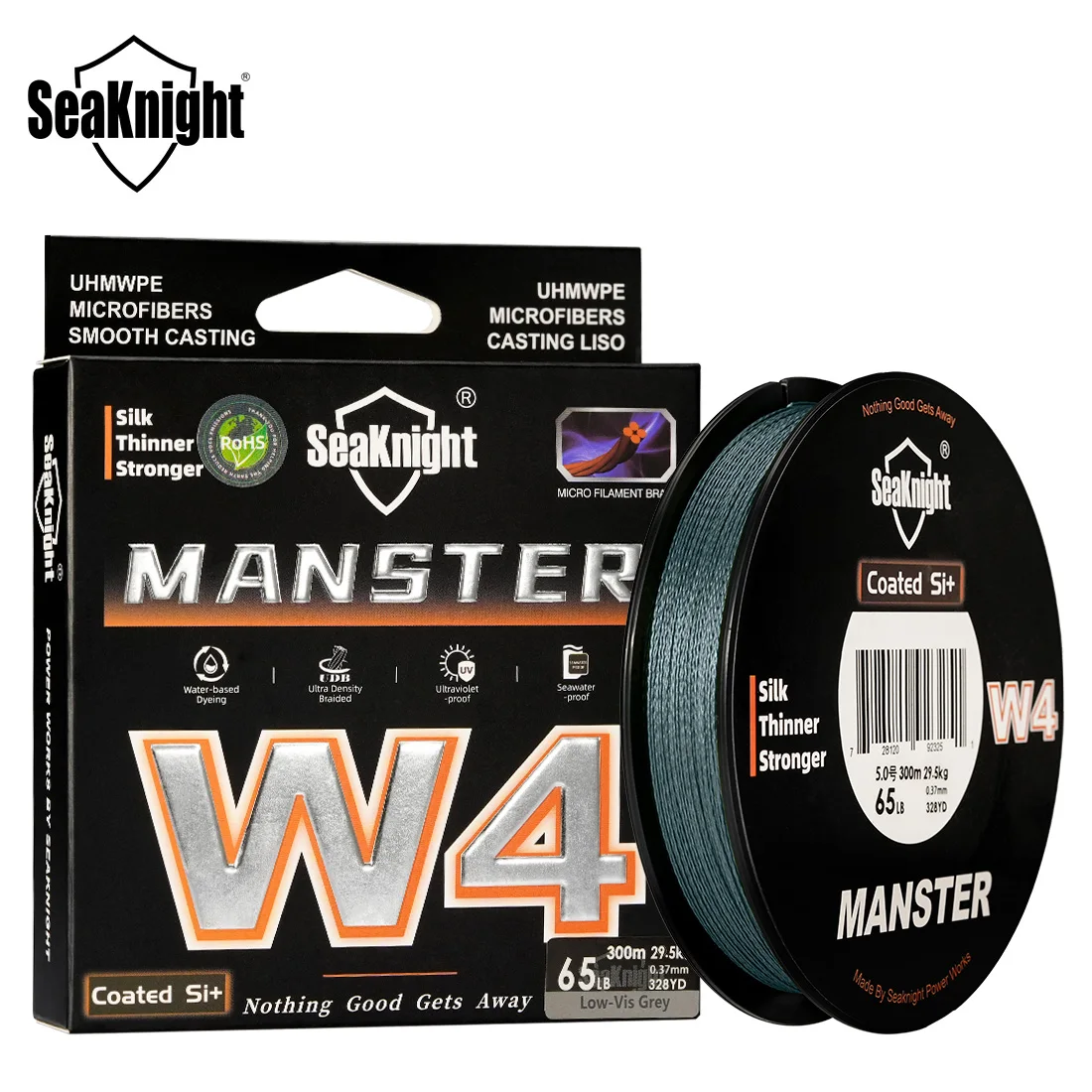 Фото SeaKnight Manster W4 Series 300M/500M Pe Line 4-жильная плетеная линия Sea Line Прочная X4 PE Размер линии 0,4 # -6.0 #   [Power 12LB-80LB №2
