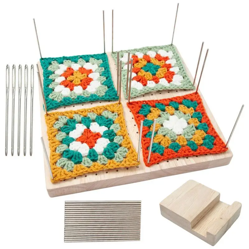 

Wooden Blocking Board Granny Square Crochet Board Crafting Accessories with 324 Small Holes for Setting Sewing Knitting Artworks